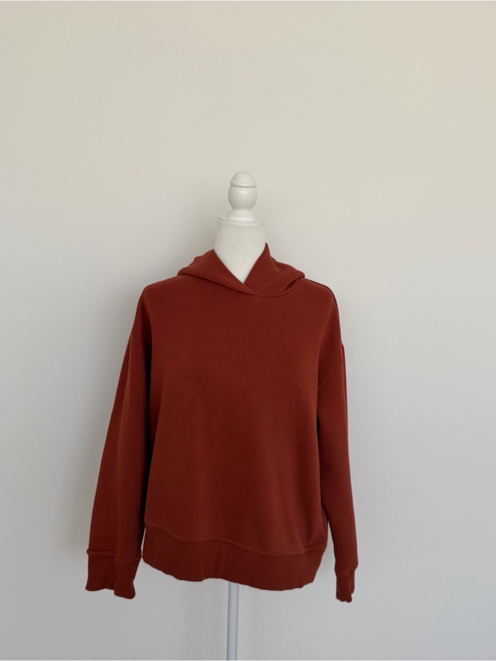 ZARA Rust Orange Fleece Pullover Hoodie Medium Drop Shoulder